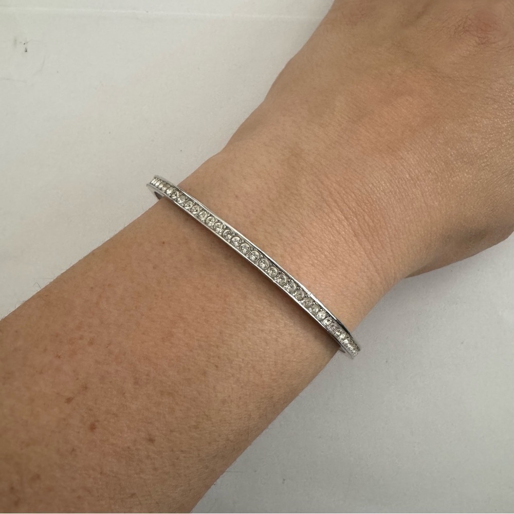 Vintage Nolan Miller Rhinestone Silver Bangle Bracelet